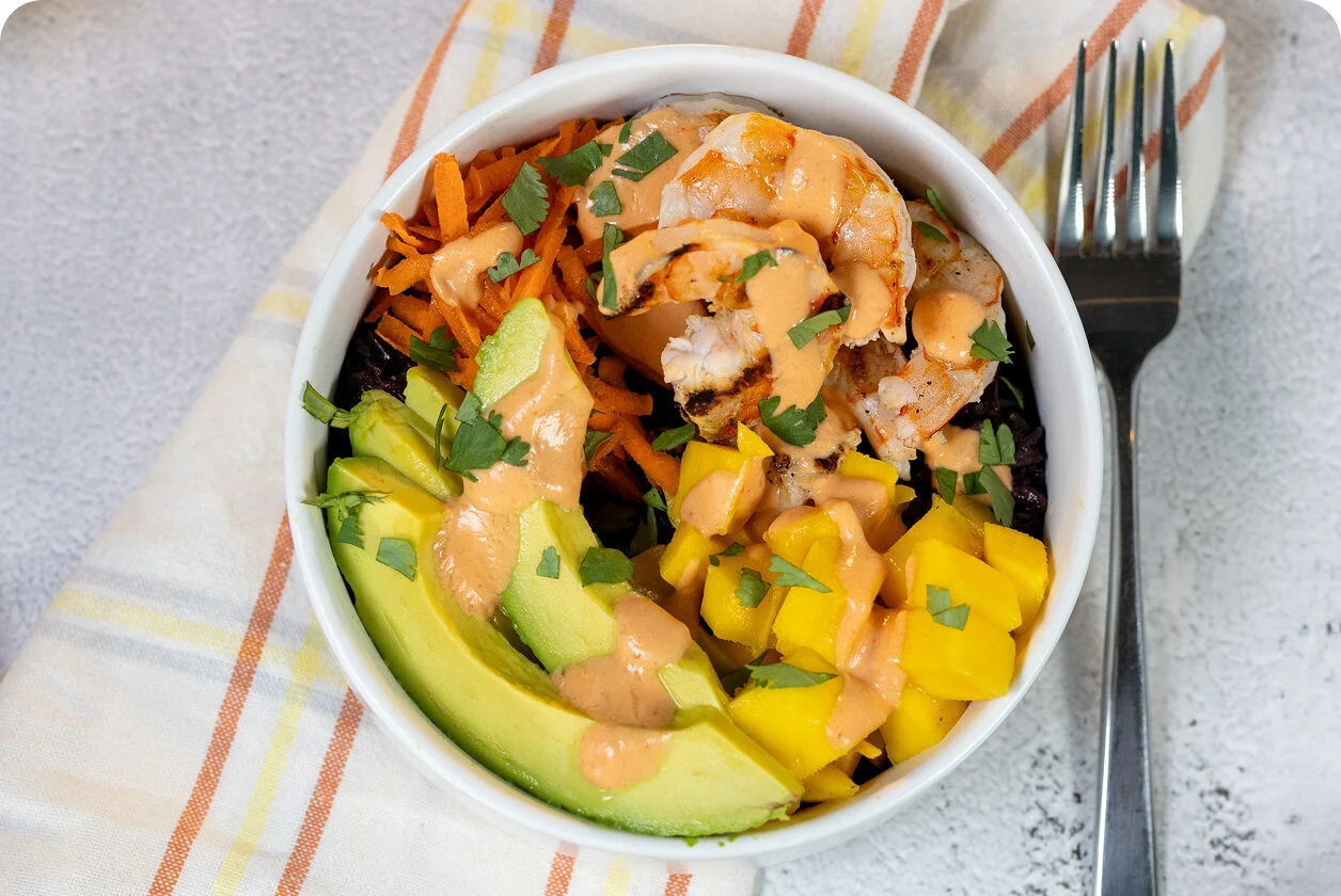 Shrimp, Mango, and California Crema Bowl
